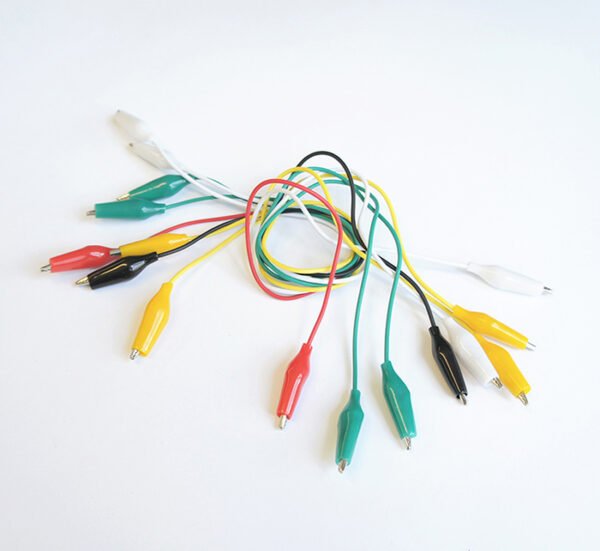 Щипки крокодил, цветни, комплект, кабел 300mm, 30mm