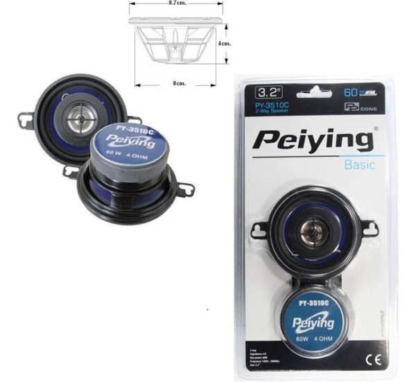 04862-A.jpg Автомобилни говорители, комплект, PY-3510C, 60W, 3,2"