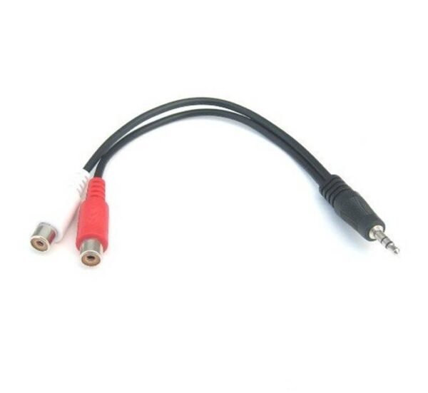 Кабел преходен за аудио, STEREO, 3,5mm JACK(м), 2xRCA(ж), черен, 0,2m