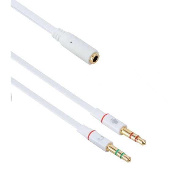 Кабел преходен за микрофон 3,5mm с 3 пръстена JACK(ж)/2xJACK(м) 0,2m