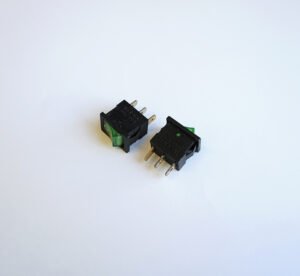 Ключ, 3pin, 2 положения, светещ, зелен, 250V, 6,5A, 19x13mm