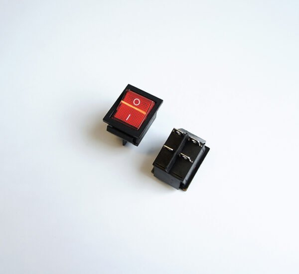 SONY DSC Ключ за бойлер/CO2, 4pin, 2 положения, светещ, черен, 250V, 20A/25A, 28x22mm