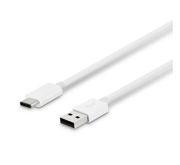 06188-A.jpg Кабел Type-C, бързо зареждане, силиконов, бял, USB-А(м), USB-C(м), 1m, 2A