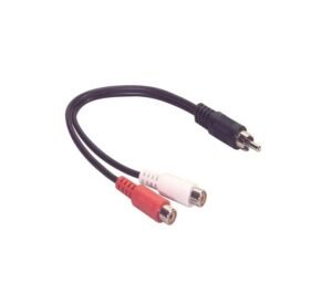 Кабел преходен, 2xRCA(ж), RCA(м), 0,3m