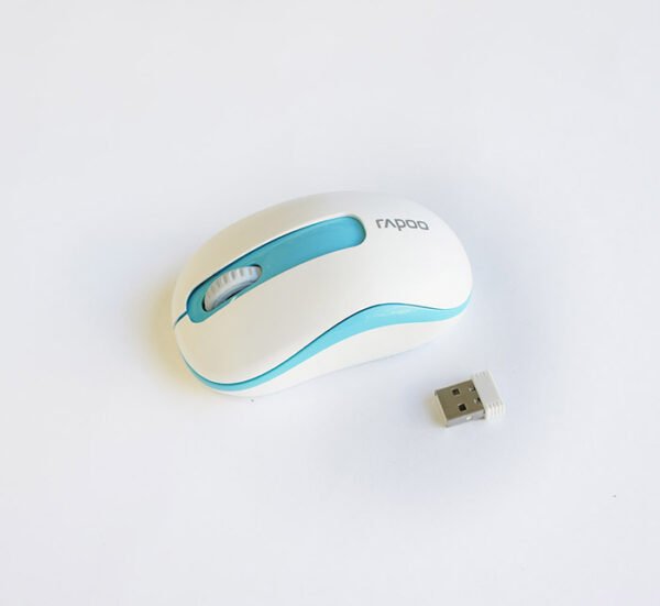 SONY DSC Оптична безжична мишка RAPOO синьо-бяла USB DPI=1000