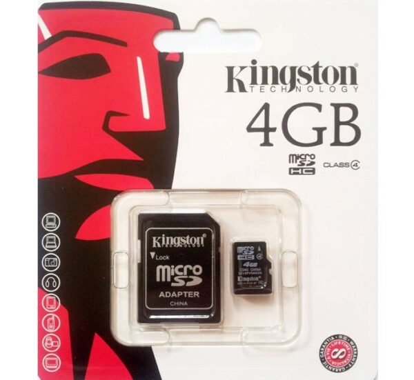 MicroSD карта памет клас 10 KINGSTON с адаптер 4GB