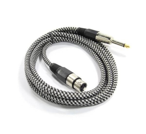 Кабел за микрофон, текстилна оплетка, MONO, 6,3mm JACK(м), CANON(ж), 5m