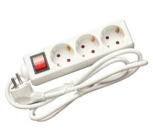 Разклонител C1-H3T, контакт, ключ, 3-ка, бял, 5m, 220VAC, 10A, 3x1,5mm2