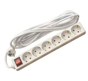 Разклонител C1-H6T, контакт, ключ, 6-ца, бял, 10m, 220VAC, 16A