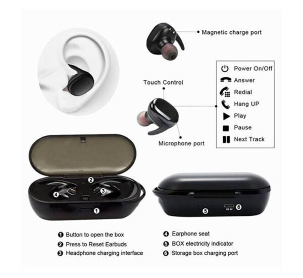 09180-B Слушалки тапи TWS-4, блутуут, стерео, функция handsfree