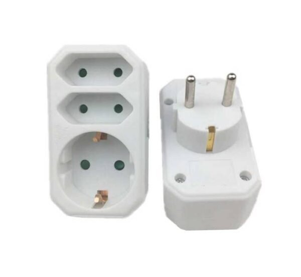 Разклонител за контакт 13607, 3-ка, без кабел, бял, 220V, 16A, 2,5A