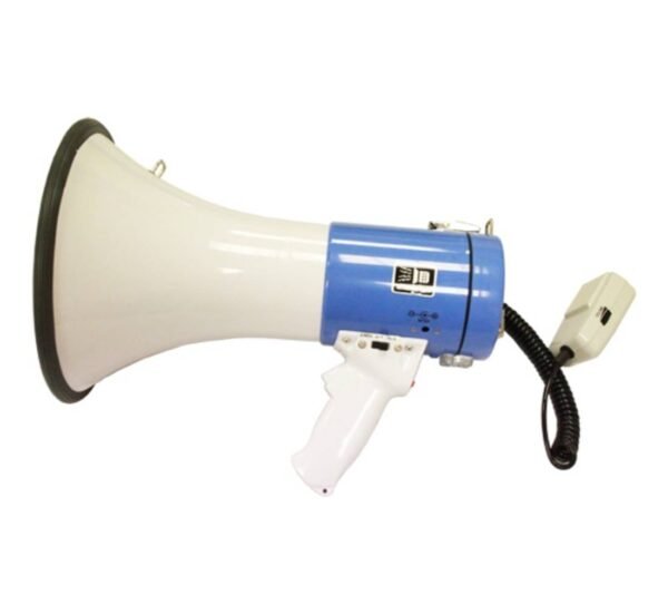 Мегафон UM-1, рупорен, сирена, запис, 50W, 12VDC, 8xR14, USB, 600m