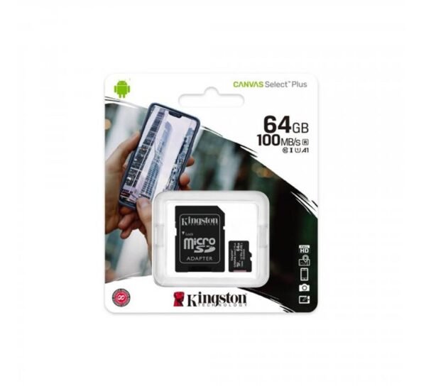 MicroSDHC, карта памет KINGSTON, клас 10, адаптер, 64GB