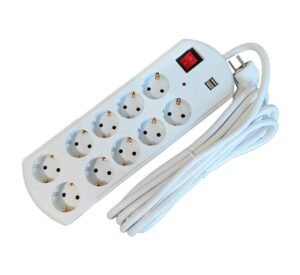 Разклонител YS-N6065, контакт "шуко", ключ, 10-ка, бял, 2xUSB, 10m, 220VAC, 16A, 3x2,5mm2