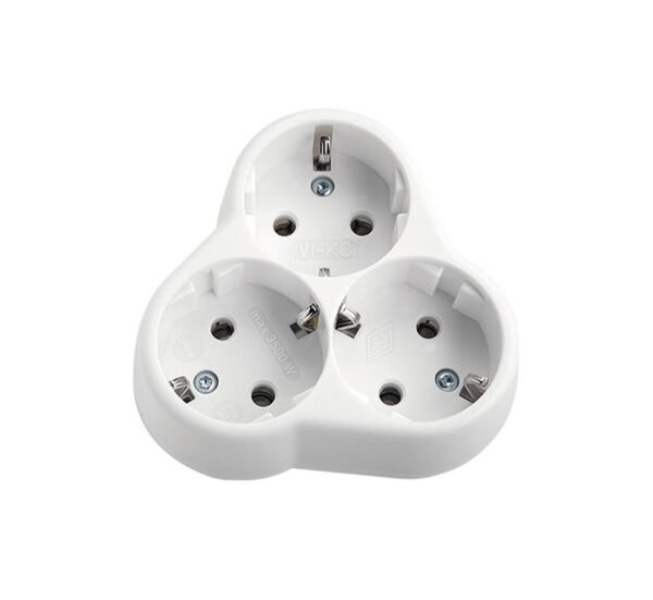 09521-C Разклонител за контакт YONKA, 3-ка, без кабел, бял, 220V, 16A