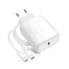 Комплект, мрежово зарядно, съвместимо с Samsung, бързо зареждане, кабел, бял, USB-C, Type-C, 25W