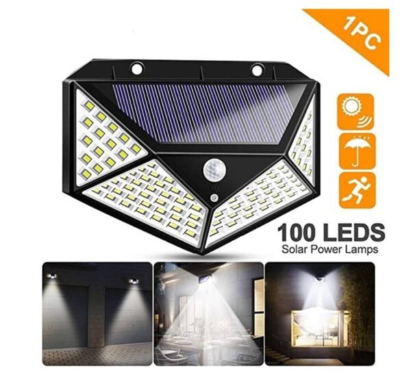 Соларна LED лампа SMT-100, прожектор, фото и инфра червен датчик за движение, 1W, 6000K