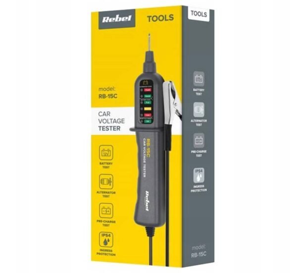 Тестер на напрежение за автомобил RB-15C, щипка крокодил, 12VDC, 0,80m