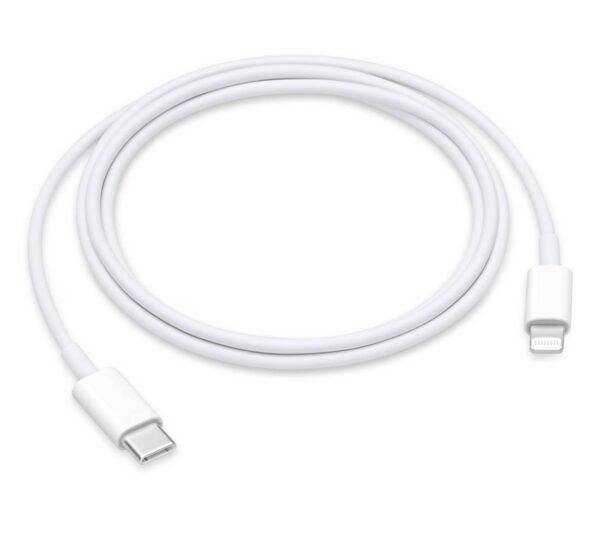 Кабел съвместим с Apple, iPhone, бързо зареждане, силиконов, бял, Type-c(м), apple lightning (м), 1m, 3A