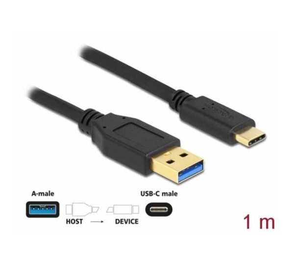 06181-2 Кабел Type-C Delock, super speed, бързо зареждане,USB-A 3.2(м), USB-C(м), 2m, 10GBps