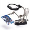 Трета ръка ZD-126-2, стойка за поялник, щипки, лупа, LED осветление, 60mm, x2,5