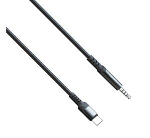 Аудио кабел за музика De-42ca, Type-C(м), 3,5mm JACK(м), черен, 1m