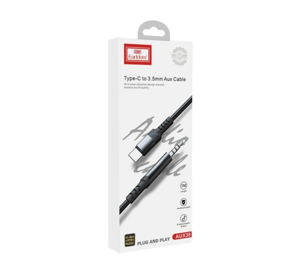 23331-B Аудио кабел за музика De-42ca, Type-C(м), 3,5mm JACK(м), черен, 1m