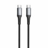 Кабел Type-C DE-43CC2, бързо зареждане, оплетка, черен, 2m, 3A, 60W