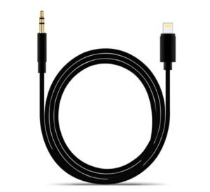 Аудио кабел за музика DE-42ia, iPhone, Apple lightning(м)/3,5mm JACK(м), черен, 1m