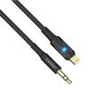 Аудио кабел за музика AUX52, iPhone, Apple lightning(м), 3,5mm JACK(м), черен, 1m