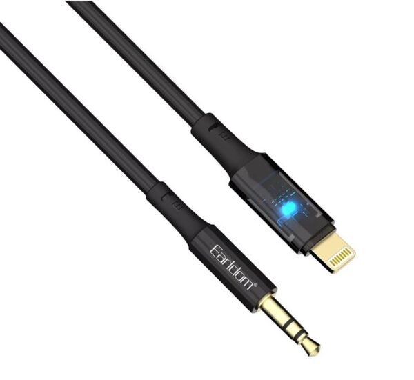 23338-A Аудио кабел за музика AUX52, iPhone, Apple lightning(м), 3,5mm JACK(м), черен, 1m