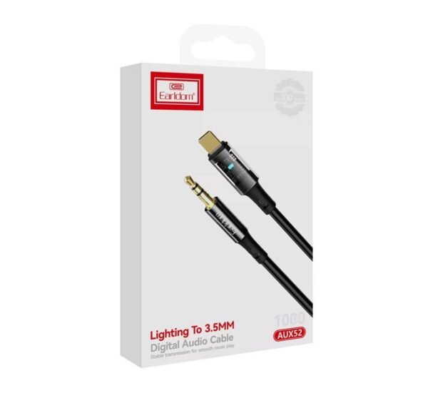 23338-B Аудио кабел за музика AUX52, iPhone, Apple lightning(м), 3,5mm JACK(м), черен, 1m