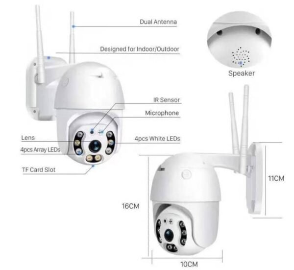 Куполна камера 2008, видео и аудио наблюдение, Wi-Fi, IP, 5MP, 1080p, ICSEE