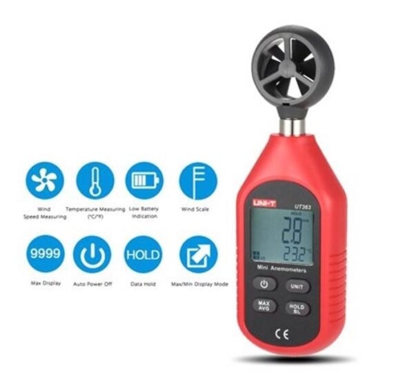 Цифров анемометър UT-363, измерване на скорост и температура на въздуха
