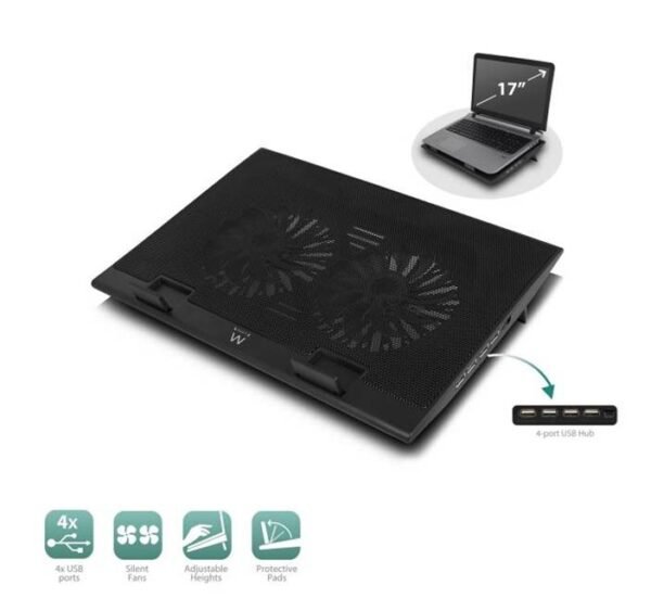 Охладител за лаптоп AC8105, регулируем, 2 бр. вентилатори, от 12" до 17"