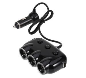 Автомобилен разклонител YZ-CS02, 3 гнезда за запалка(ж), 2xUSB, 10A, 0,5m