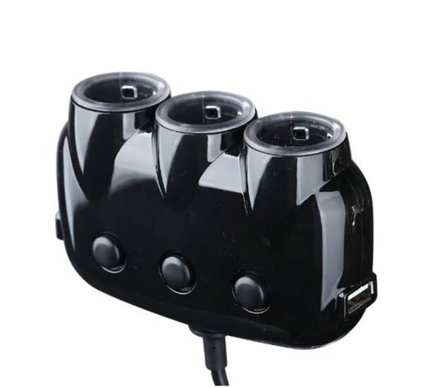 Автомобилен разклонител YZ-CS02, 3 гнезда за запалка(ж), 2xUSB, 10A, 0,5m