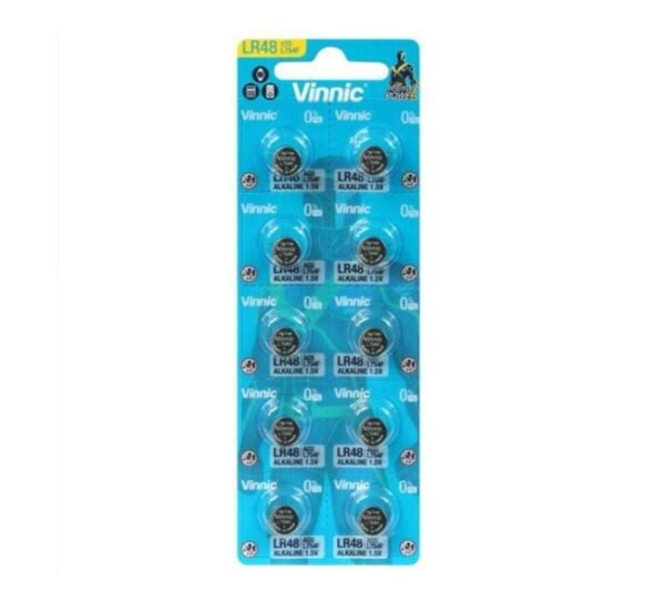 00377-B Алкална батерия Vinnic, за слухов апарат, плоска, бутонна, 1,5VDC, AG5, LR48