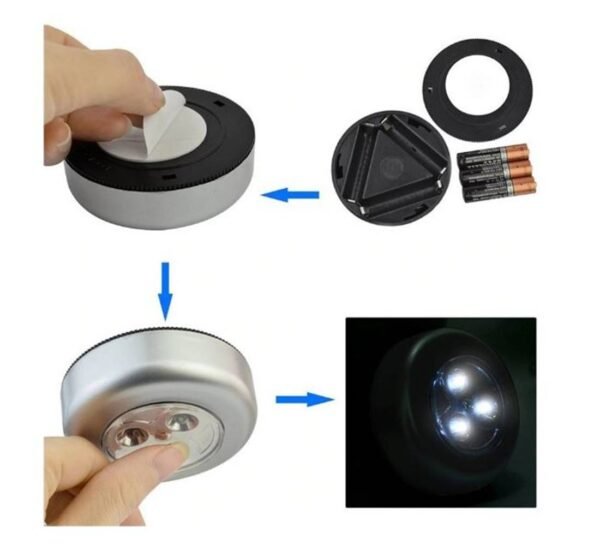 Нощна LED лампа, бутон за включване, 3xAAA, 1W, 6000K