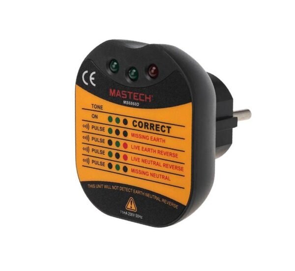 Тестер за проверка на контакти MS6860D, фаза, нула, заземяване