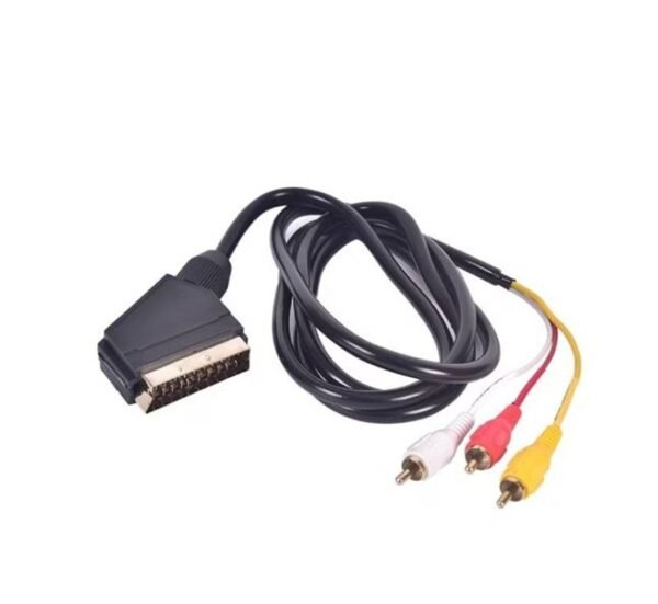Кабел преходен, SCART(м), 3xRCA(м), 1,5m