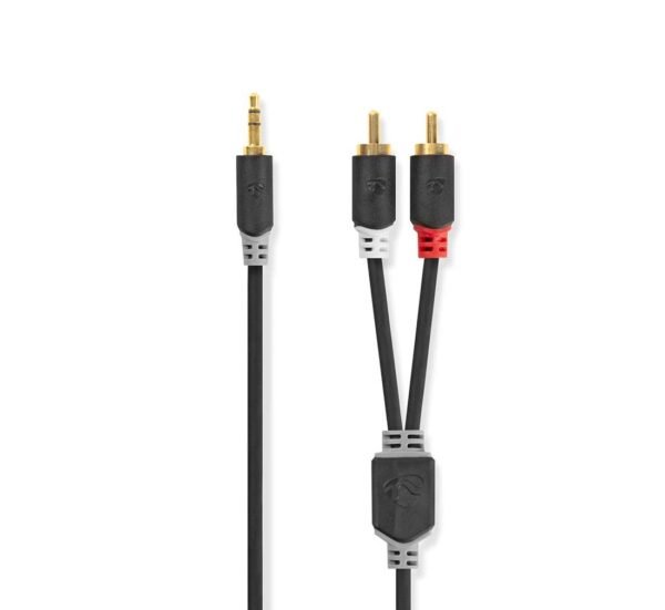 05189-A Кабел за аудио Nedis, професионален, STEREO, HQ, 3,5mm JACK(м), 2xRCA(м), силиконов, 3m