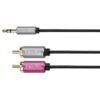 Кабел за аудио KM1218, професионален, STEREO, HQ, 3,5mm JACK(м), 2xRCA(м), силиконов, 1m