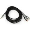 Кабел за аудио KM1218, професионален, STEREO, HQ, 3,5mm JACK(м), 2xRCA(м), силиконов, 1m
