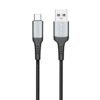 Кабел Type-C De-43c3, бързо зареждане, оплетка, черен, USB-A(м), USB-C(м), 3m, 2,4A