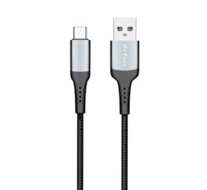 Кабел Type-C De-43c3, бързо зареждане, оплетка, черен, USB-A(м), USB-C(м), 3m, 2,4A