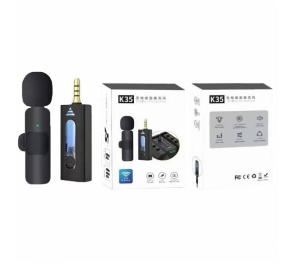 Безжичен микрофон K35, за телефон, караоке, предавател, приемник, JACK 3,5mm
