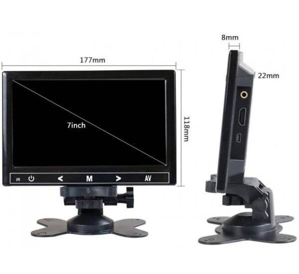 Монитор за автомобил, камера, универсален, LCD, 600p, 12VDC, 24VDC, 7"