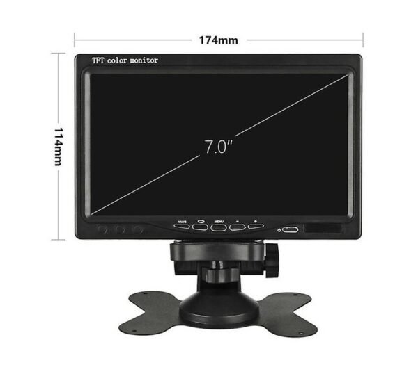 Монитор за автомобил, 2 камери, система за паркиране, охрана, LCD, 12VDC, 24VDC, 7"