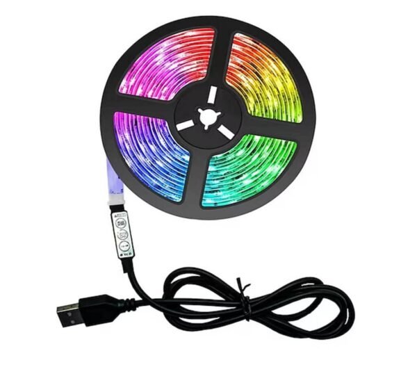 Комплект светодиодна лента, LED, контролер, ДУ, самозалепваща, RGB, USB, 5VDC, 5W, 2m